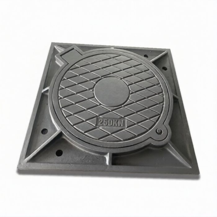 Nắp hố ga composite khung vuông âm nắp tròn