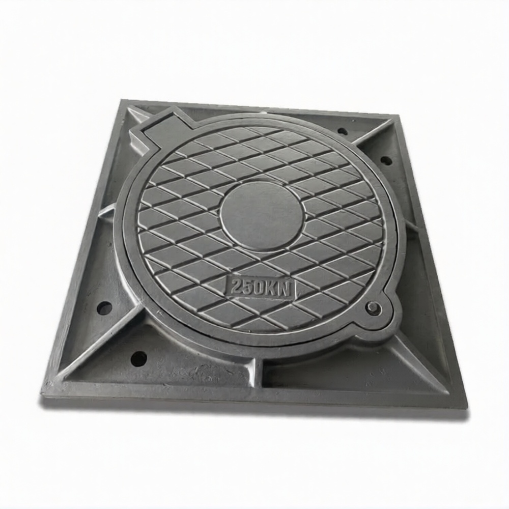 Nắp hố ga composite khung vuông âm nắp tròn